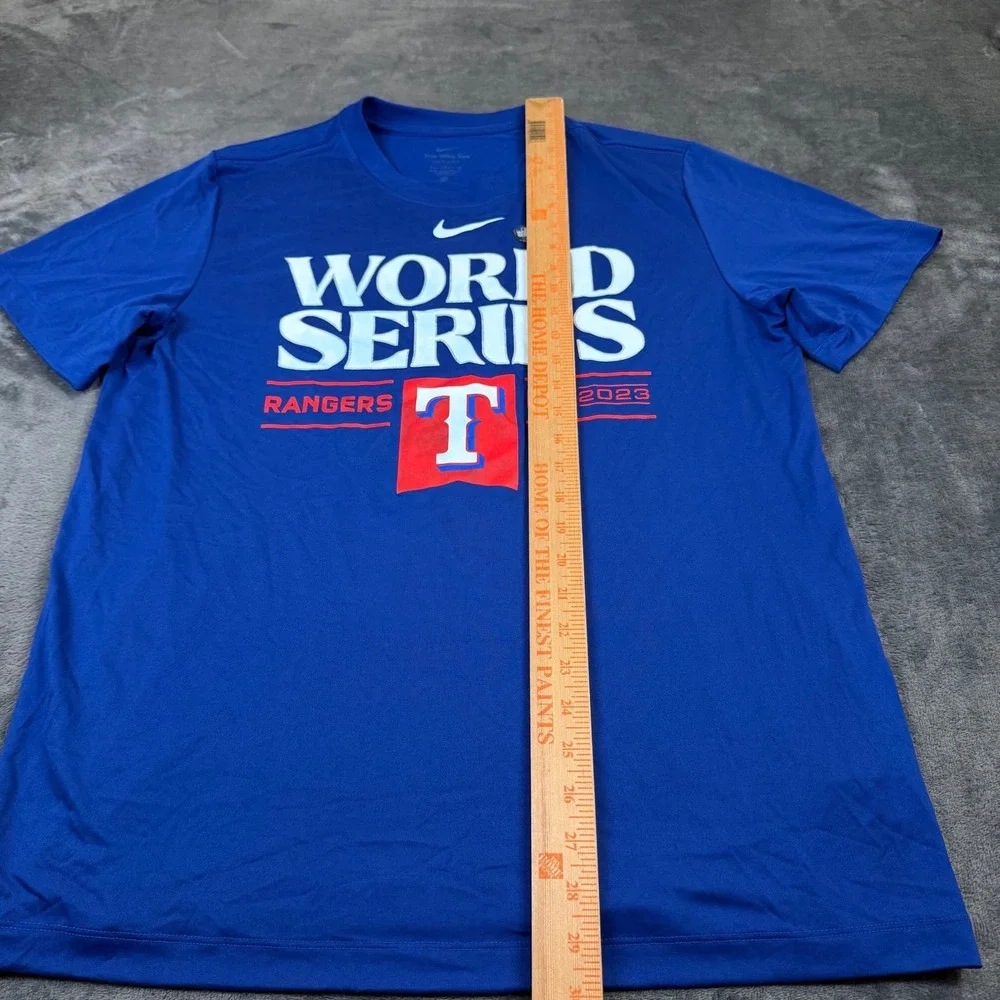 Nike Texas Rangers World Series T Shirt Mens Large Blue Dri Fit Graphic Tee
